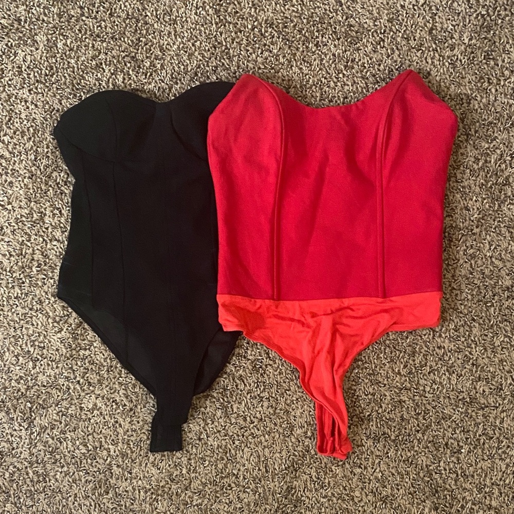 Stylish One Piece Bodysuit - Black and Red